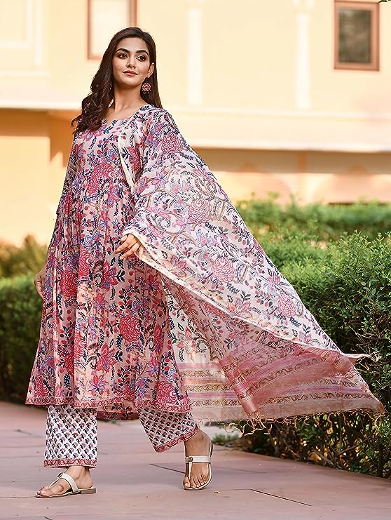 Premium Floral Print Kurata With Pand and Dupatta