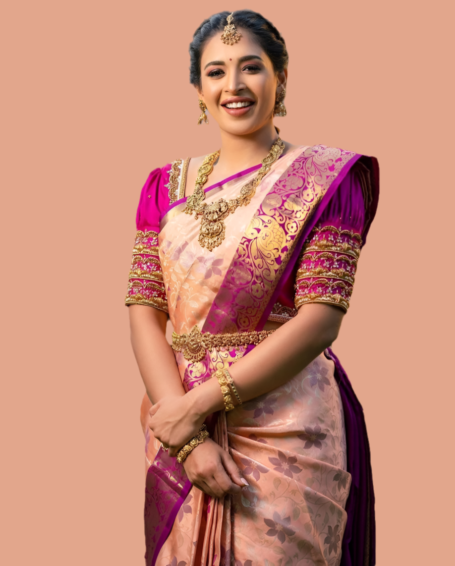 Latest Kanchipuram Saree for wedding Tredtional Most Selling ( PInk )