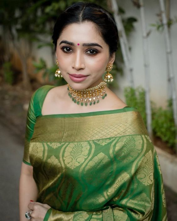 Kanchipuram Saree in Light Green For Women