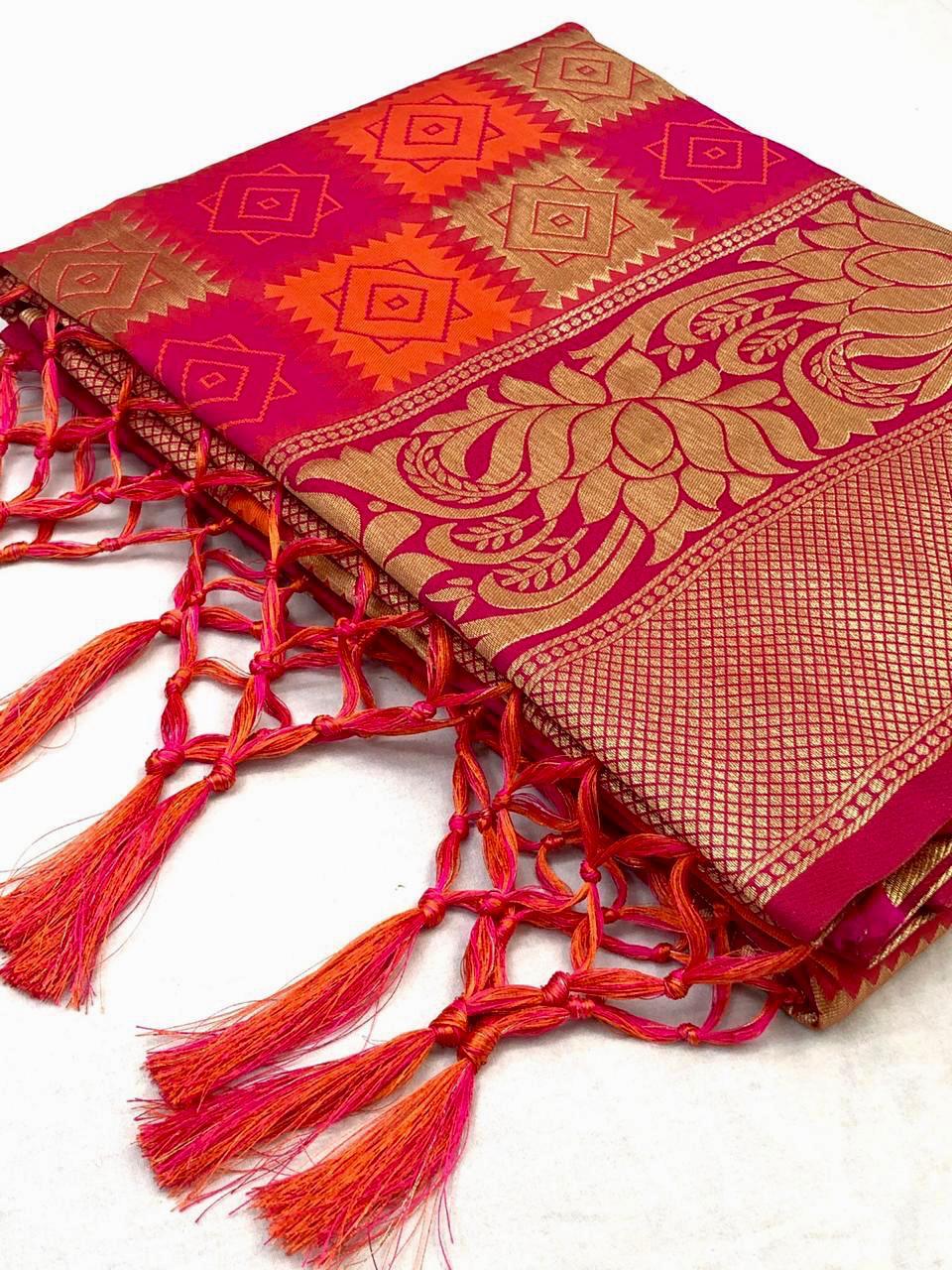 Banarasi Red Traditional Silk Sari For Women