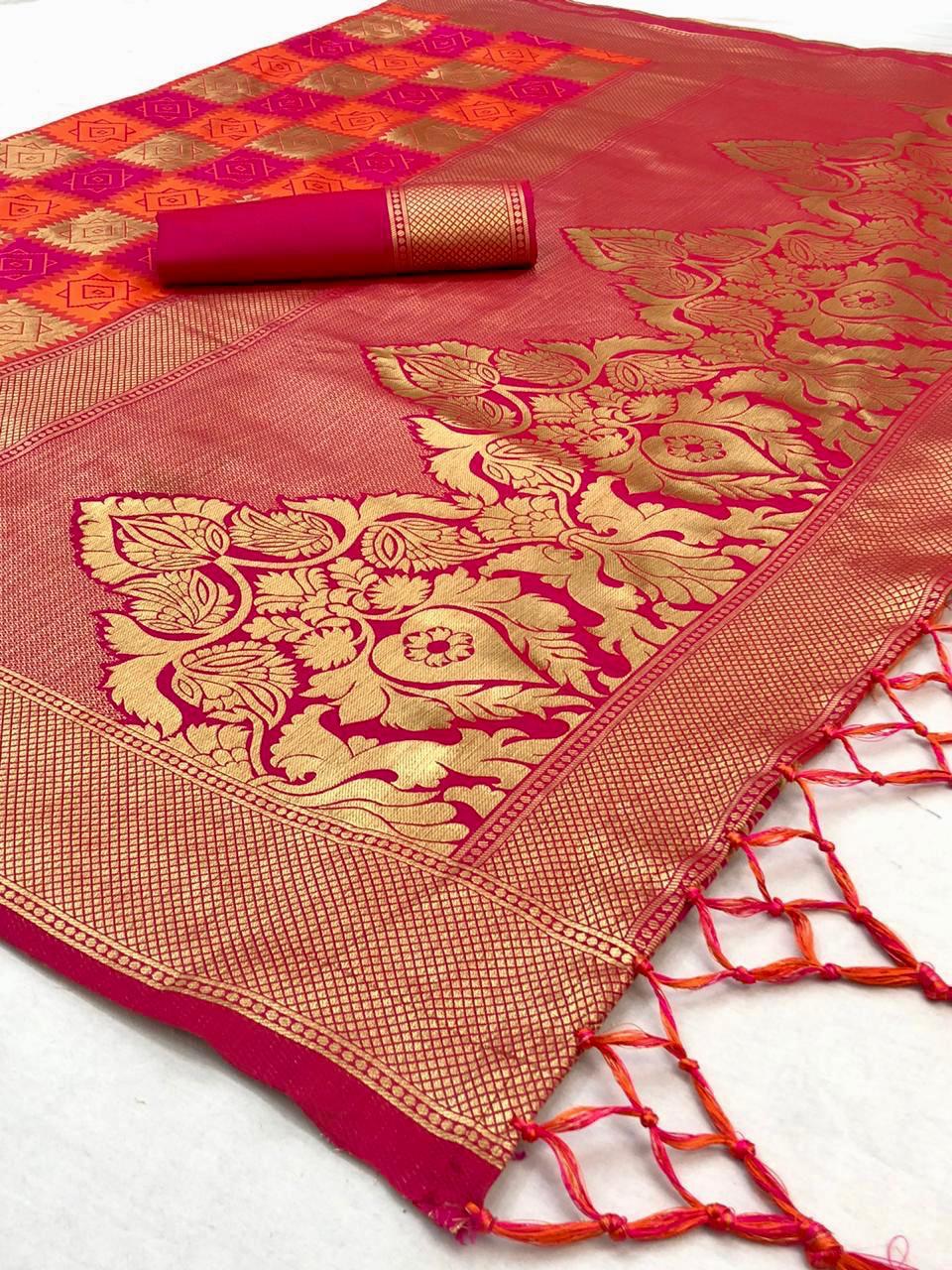 Banarasi Red Traditional Silk Sari For Women