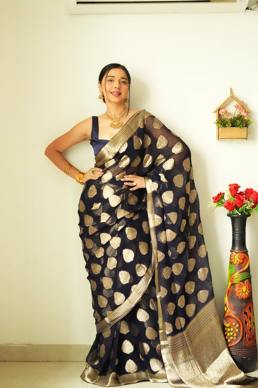 Partywear Black ready to wear saree for women