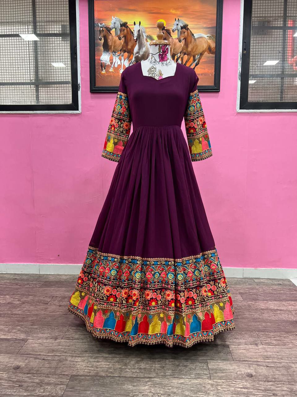 Beautiful Designer Georgette Fabric Maroon Gown