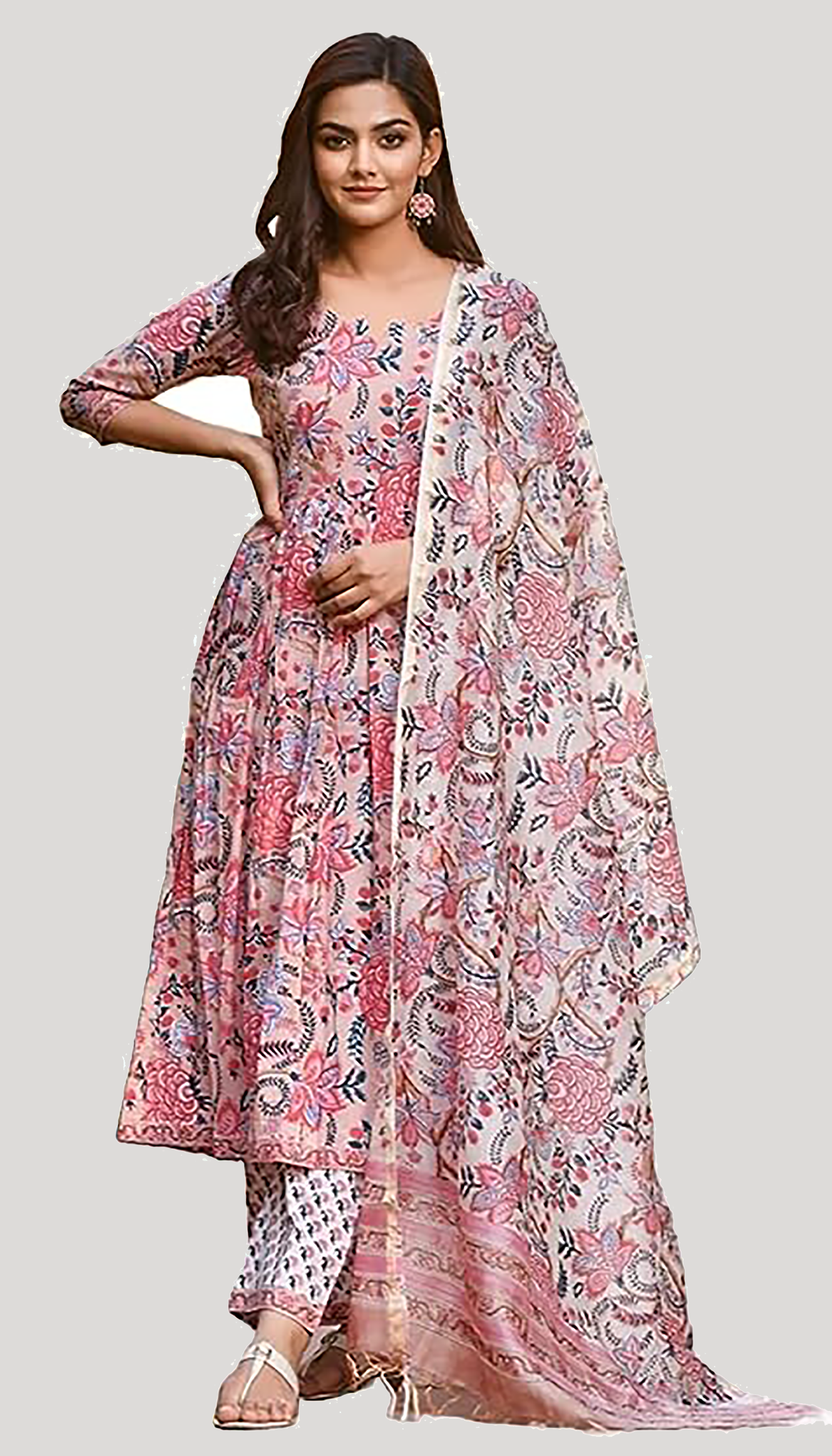 Premium Floral Print Kurata With Pand and Dupatta