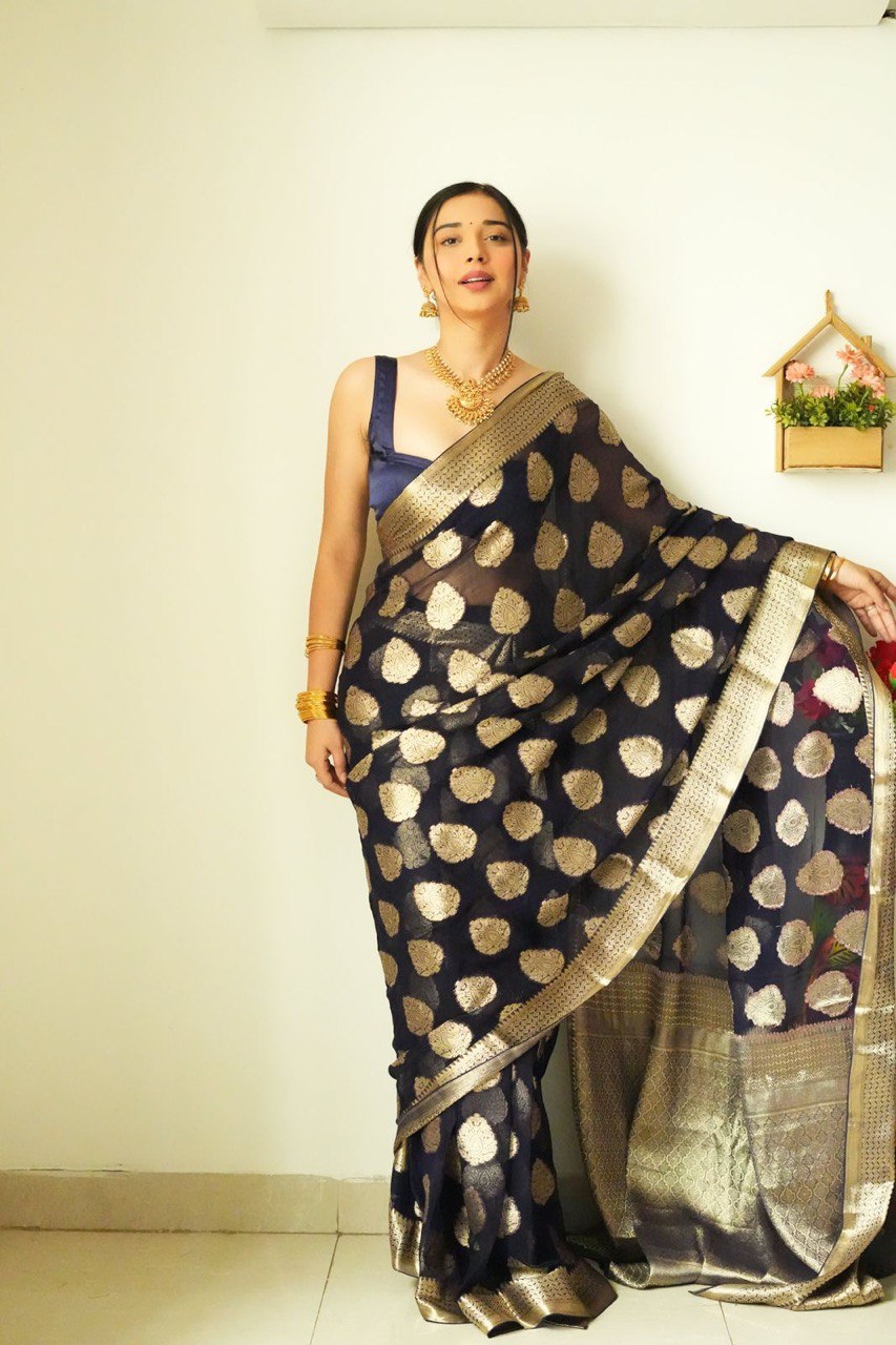 Partywear Black ready to wear saree for women