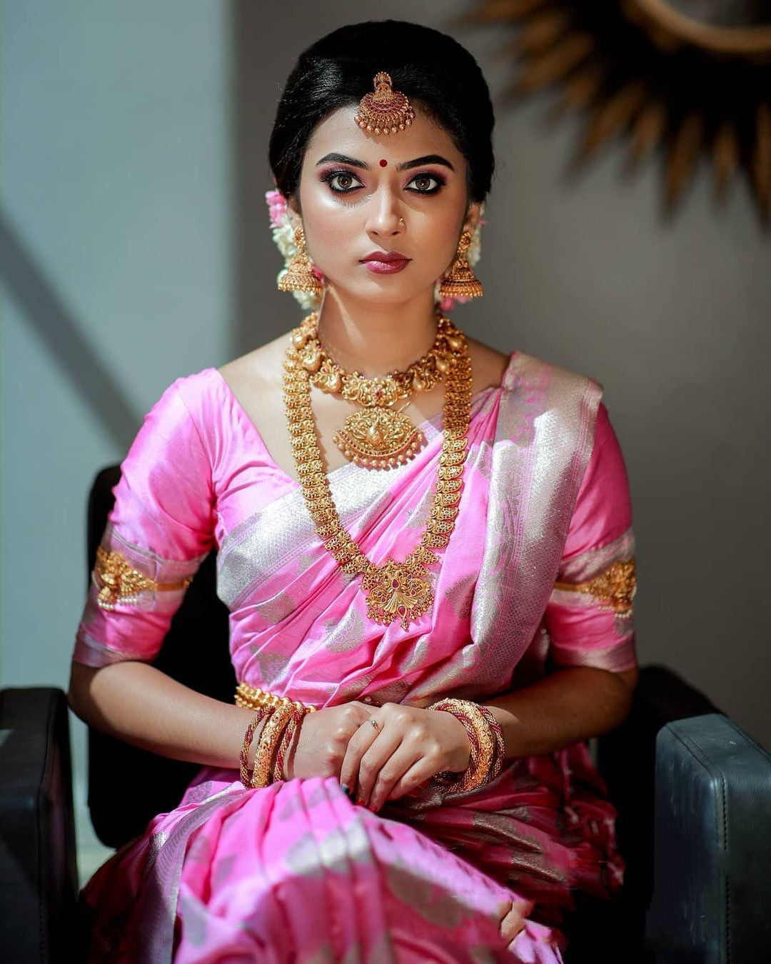 Light Pink Silk Saree Sari With UnStitched Blouse