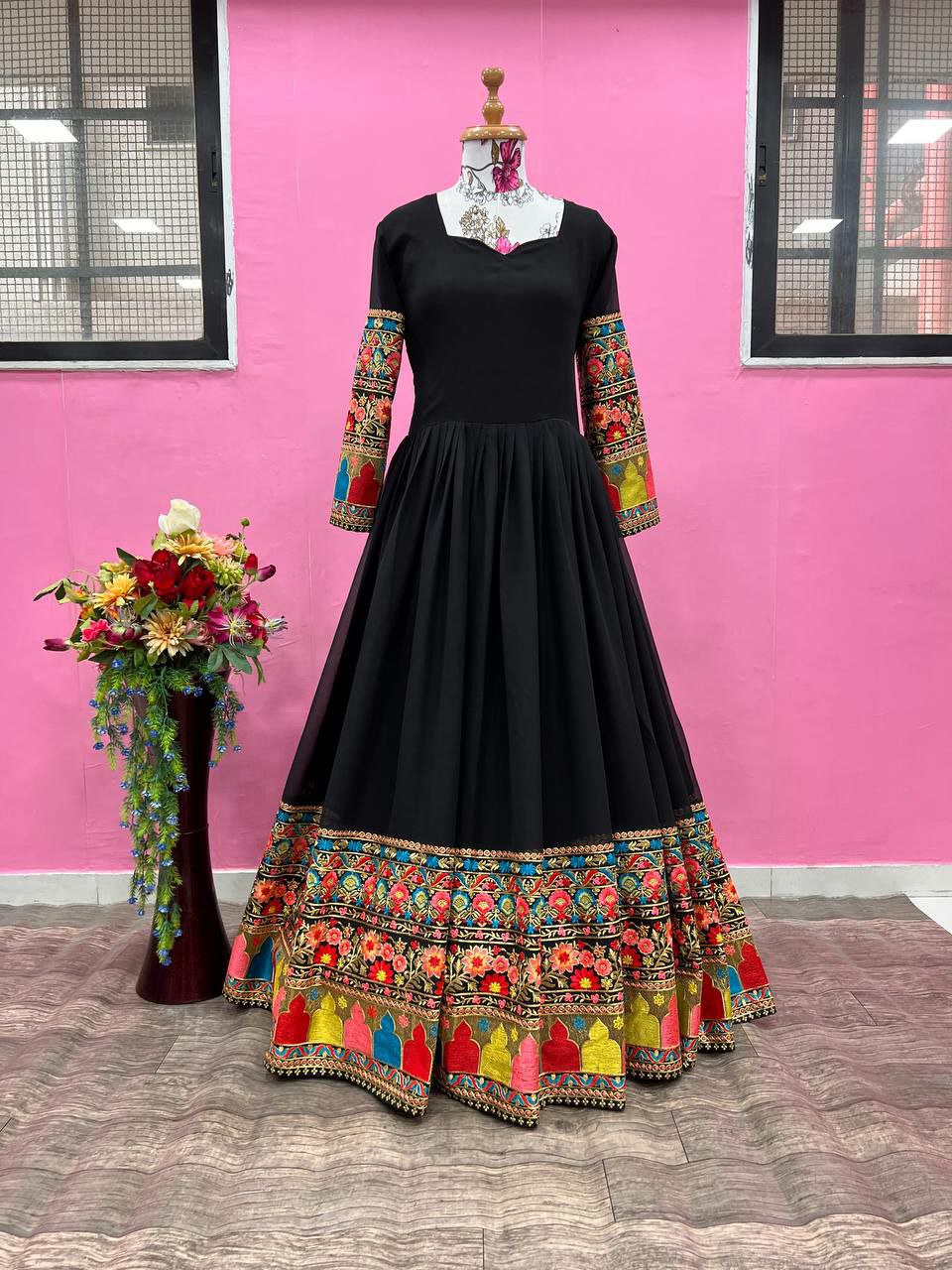 Beautiful Designer Georgette Fabric Black Gown