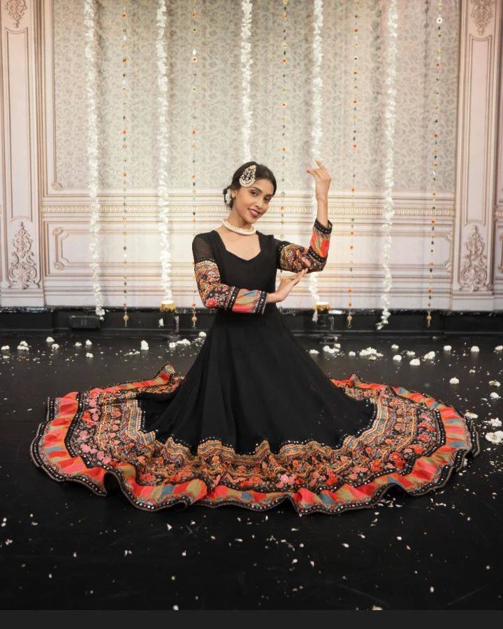Beautiful Designer Georgette Fabric Black Gown