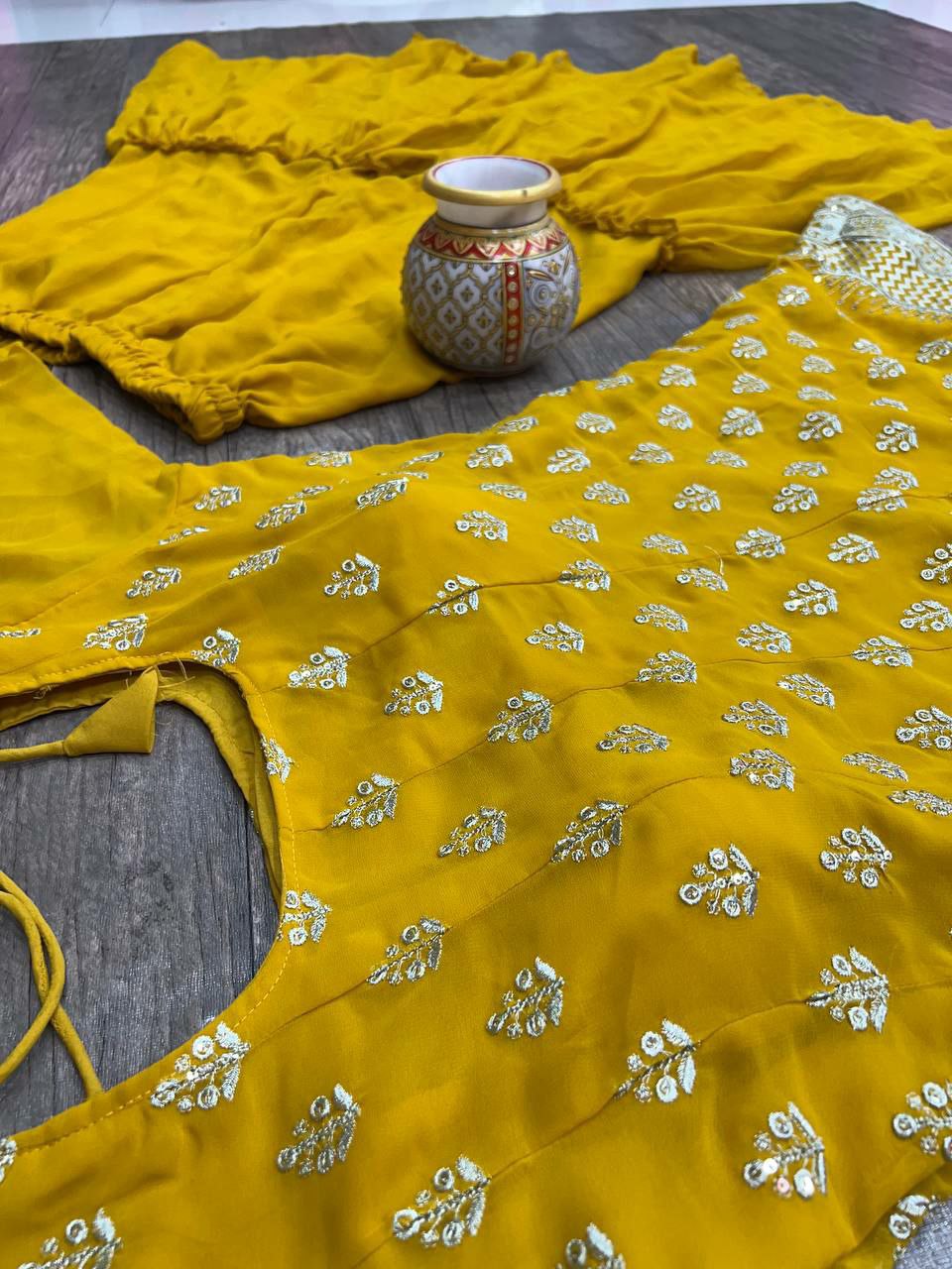 Yellow Trendy Designer Sharara Suit For Women