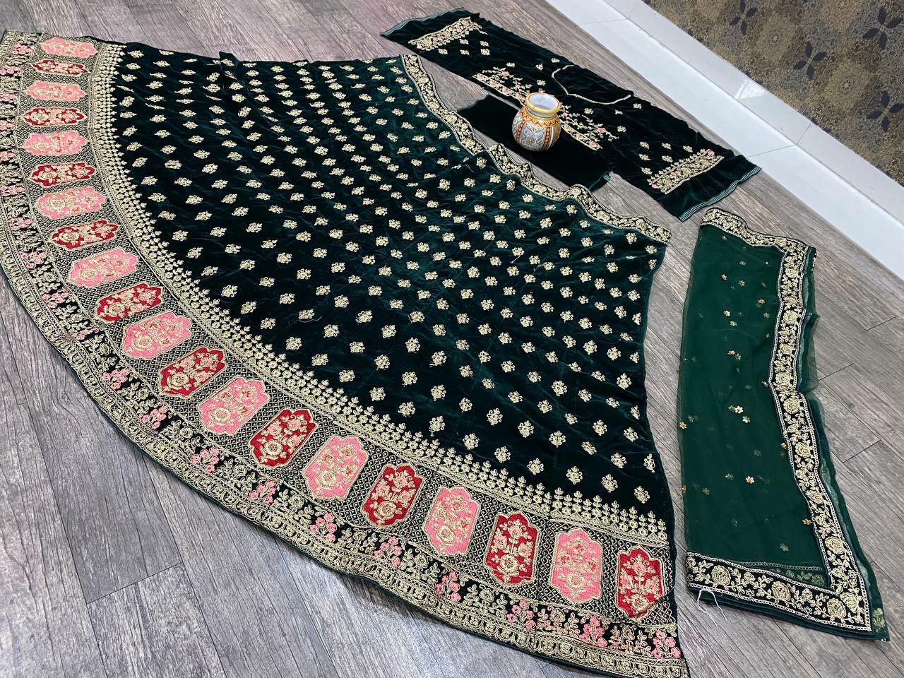 Teal Green Color Designer Sequins Work Lehenga Choli