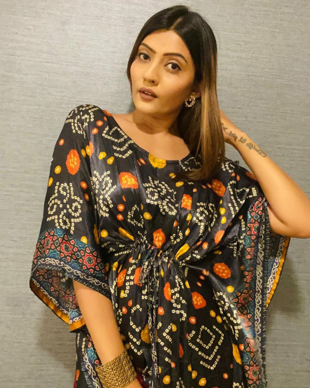 Black Silk With Bandhani Printed Summer Wear Kaftan