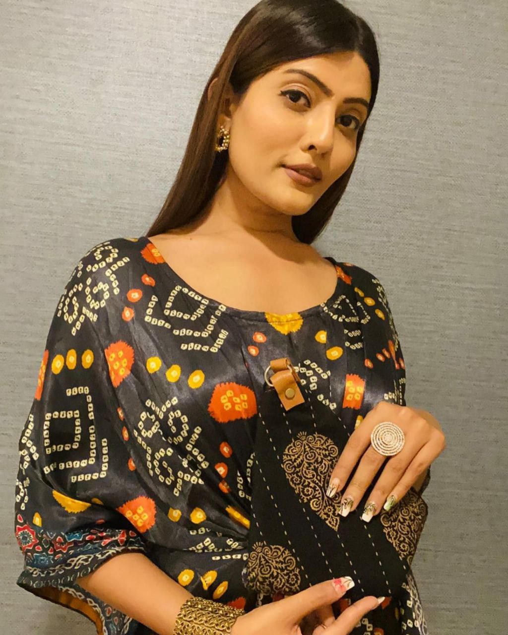 Black Silk With Bandhani Printed Summer Wear Kaftan