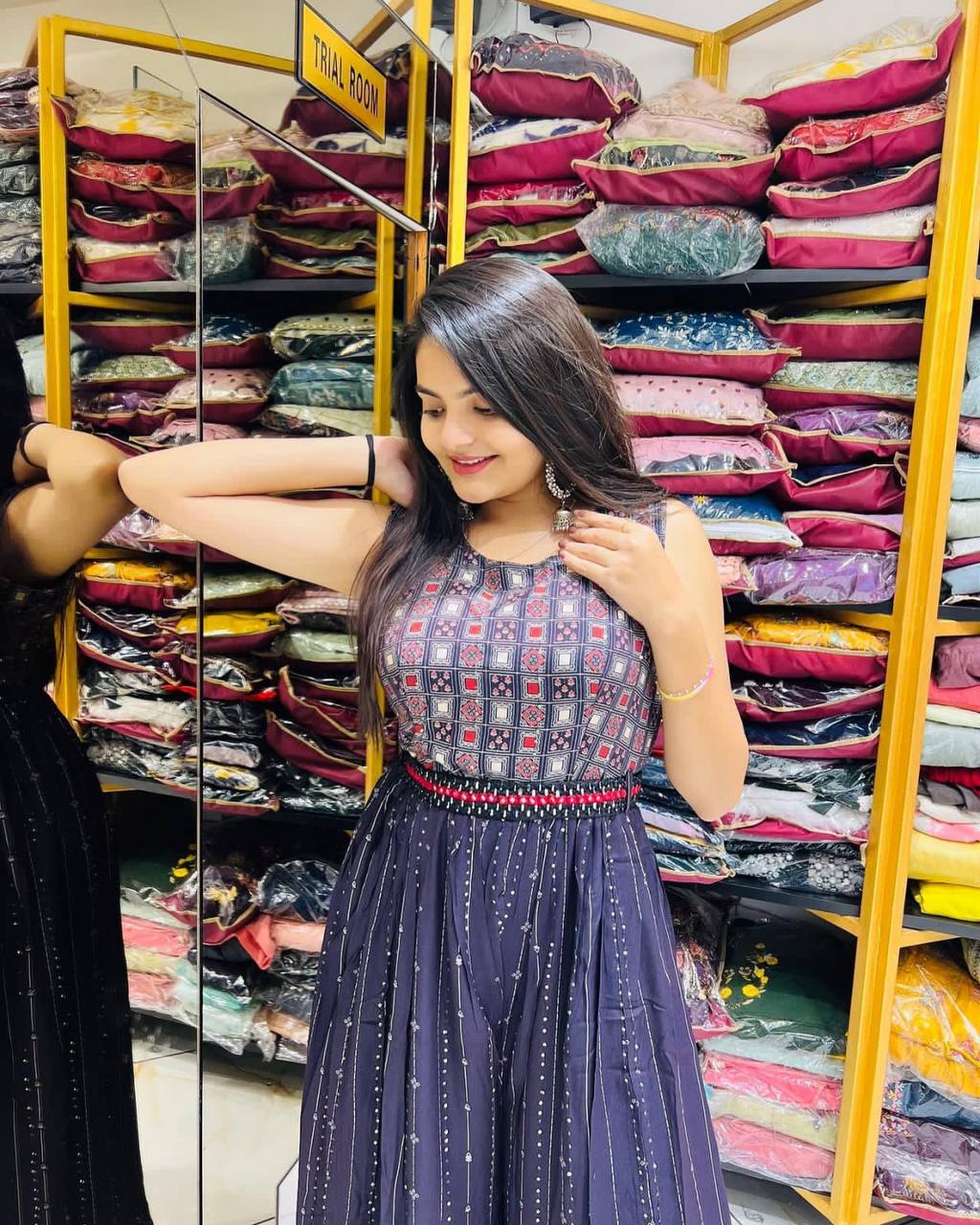 Casual Navy Blue Jumpsuit For Wedding And Festive Wear