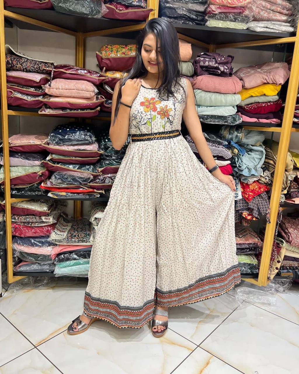 Designer Festive Wear Sleeveless Long jumpsuit Dress