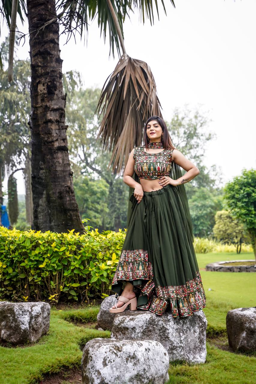 Ceremony Wear Mehndi Color Mother-Daughter Dress