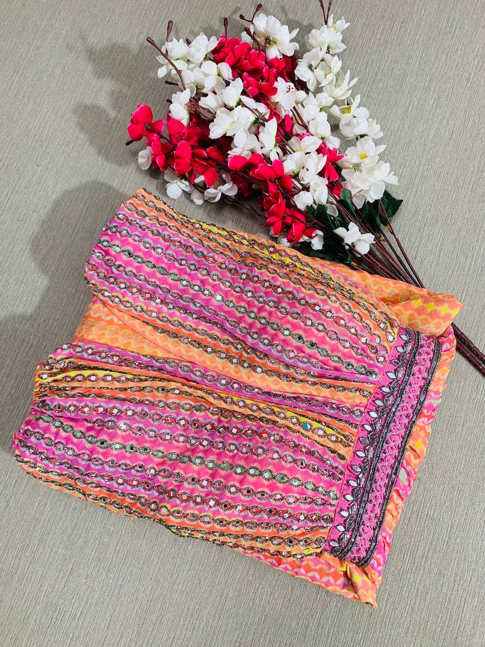 Designer Multicolor Handwork Gown For Women