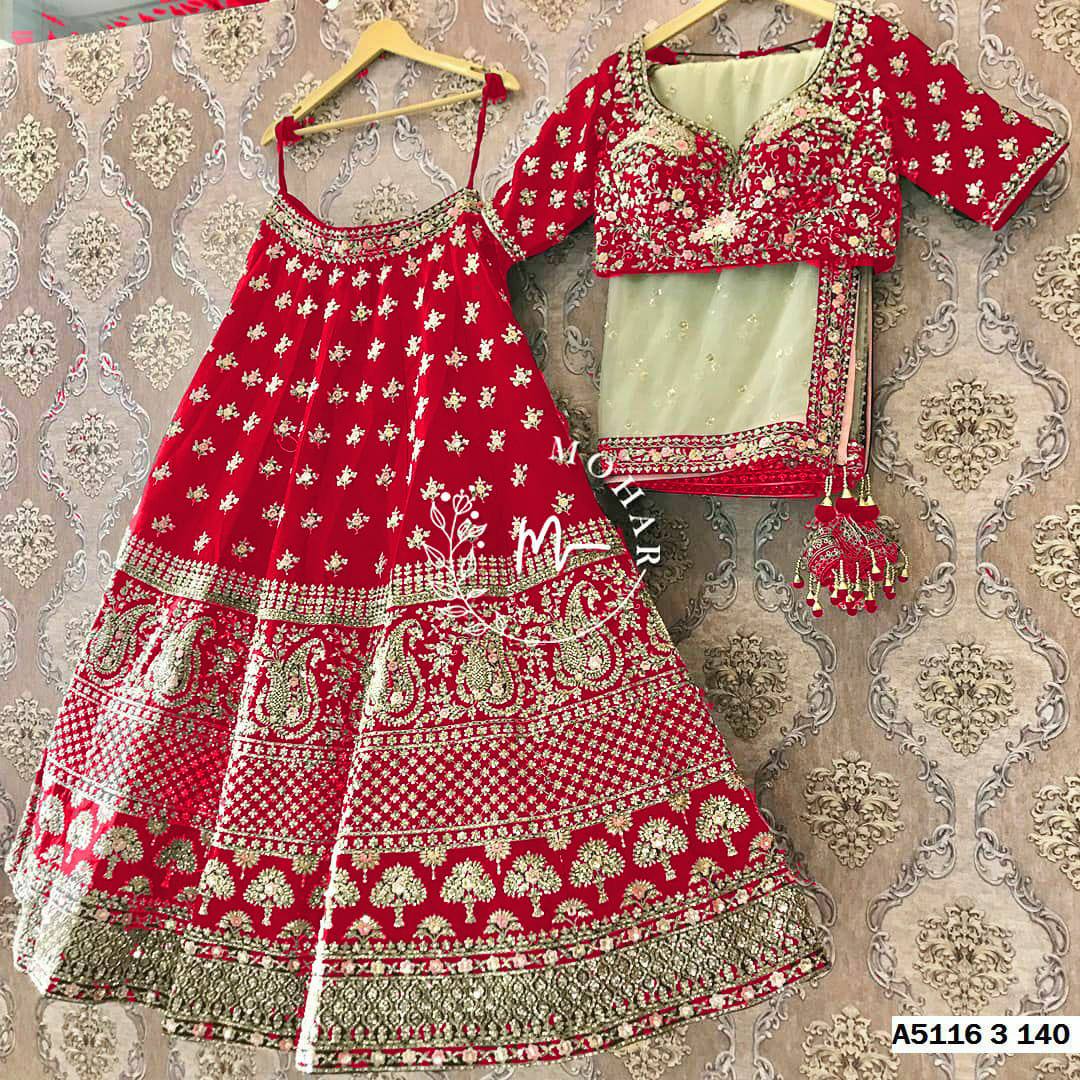 Dark Red Color Dulhan Lehenga Choli For Wedding