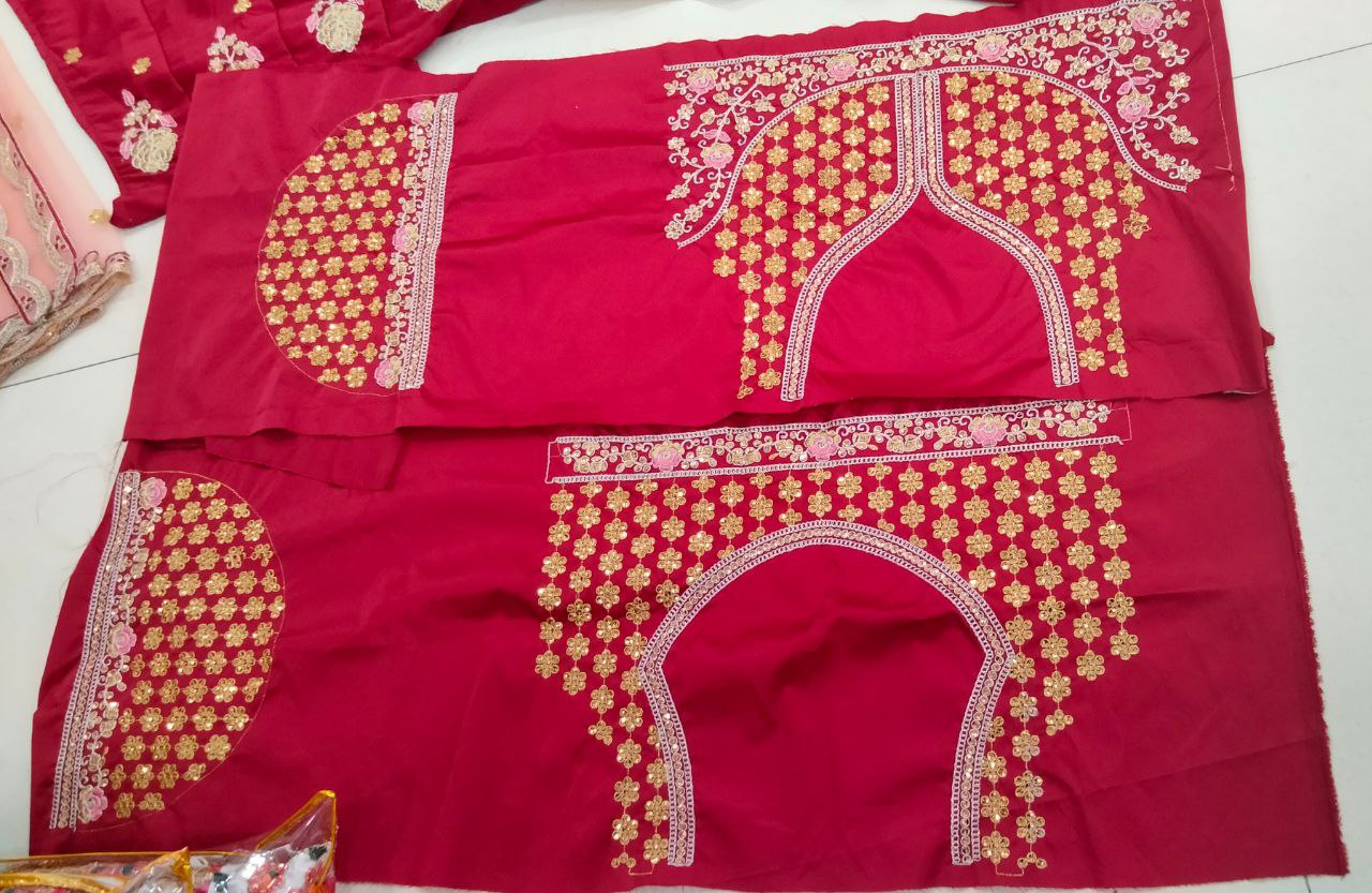 Maroon color Partywear Silk Lehenga With Zari work