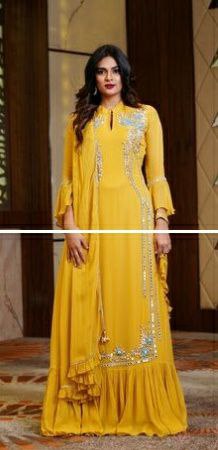 Designer Yellow Color Georgette Top with Dupatta