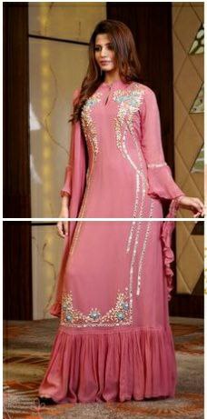 Designer Pink Color Georgette Top with Dupatta