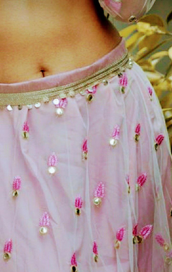 Partywear Baby Pink Lehenga choli with Blouse Dupatta