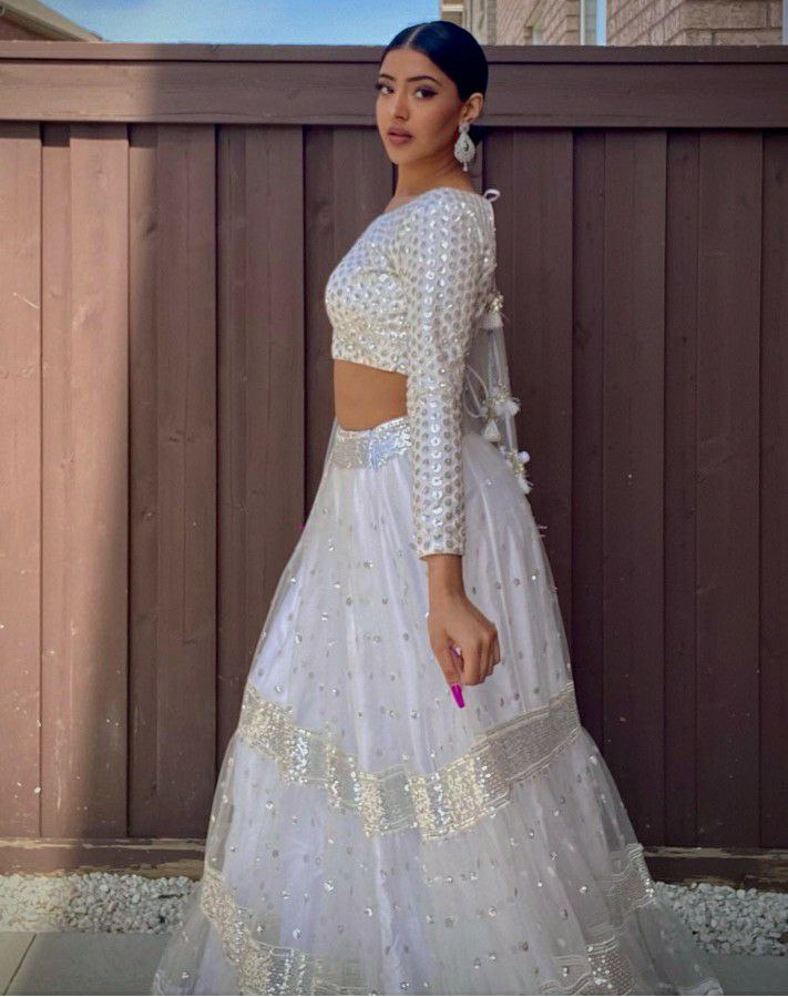 White WeddingWear Lehenga Choli And Blouse With Dupatta