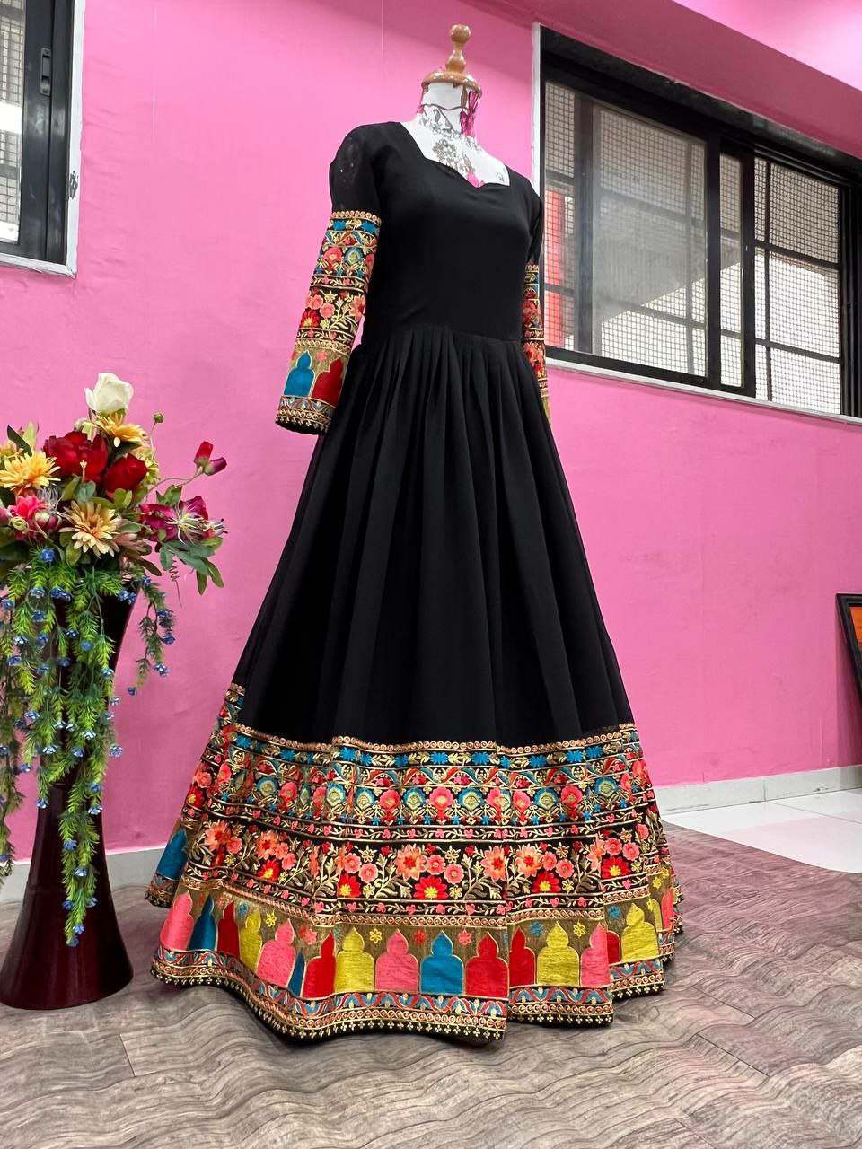 Festive Black Wedding Wear Gown For Women