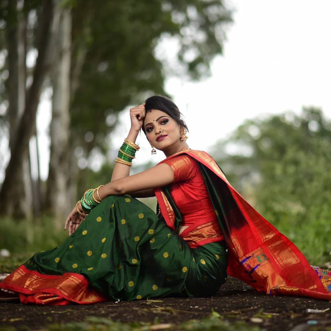 Green Paithani Silk Saree With Ethnic Blouse Piece