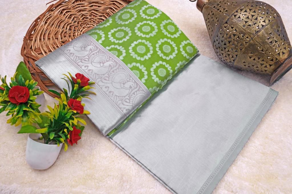 Green Knajivaram Silk Saree with Designer Blouse