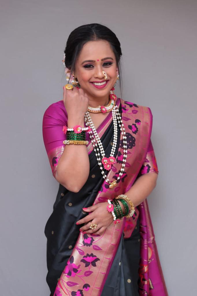 Navy Blue Ethnic Traditional Wedding Saree For Women