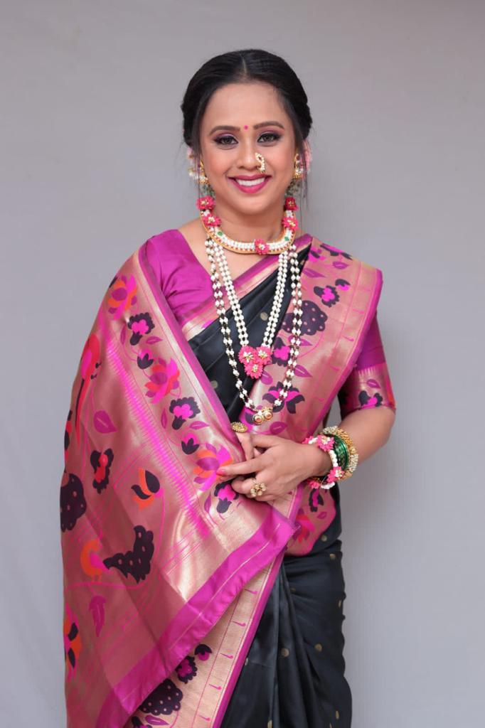 Navy Blue Ethnic Traditional Wedding Saree For Women