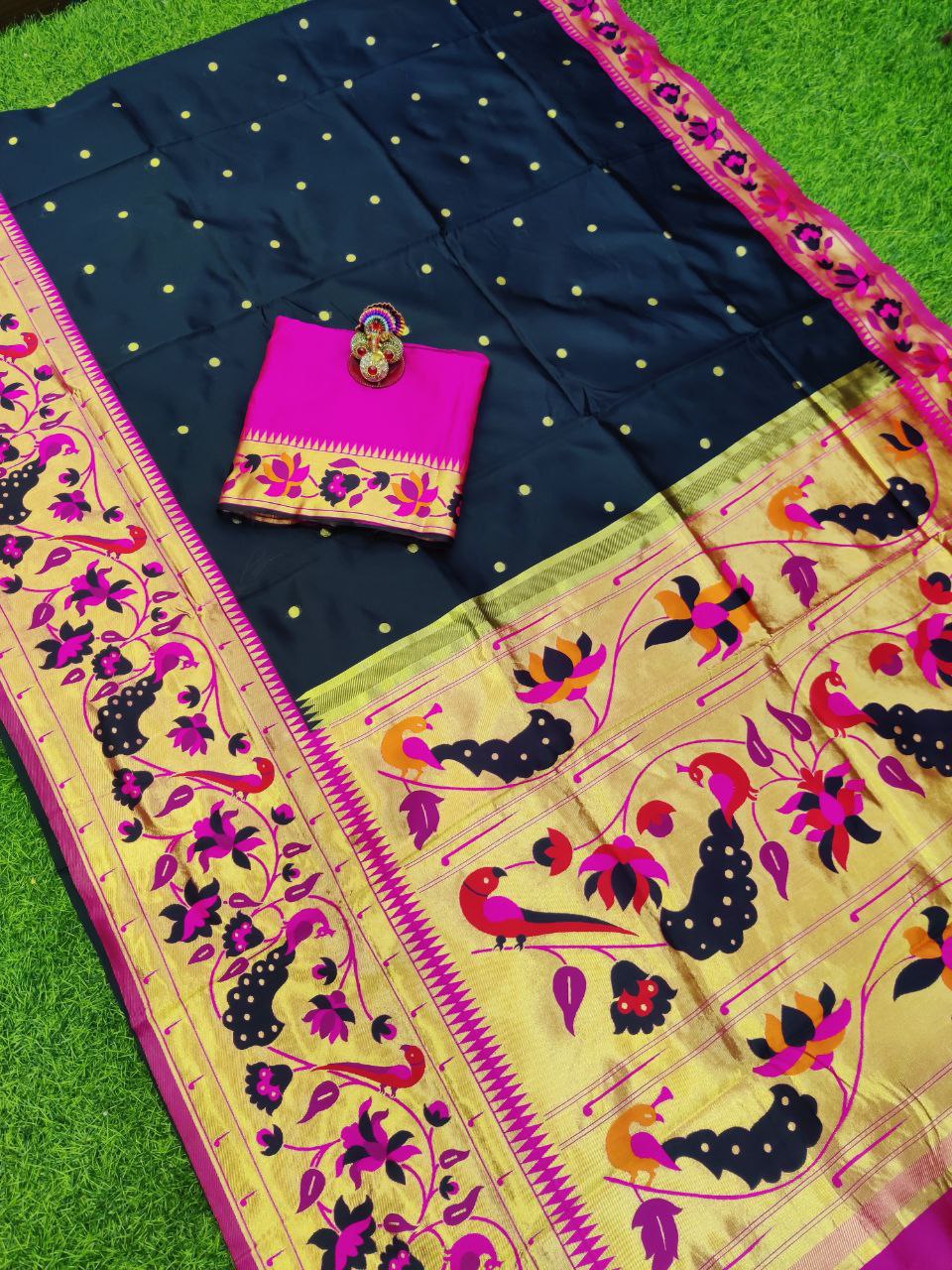 Navy Blue Ethnic Traditional Wedding Saree For Women