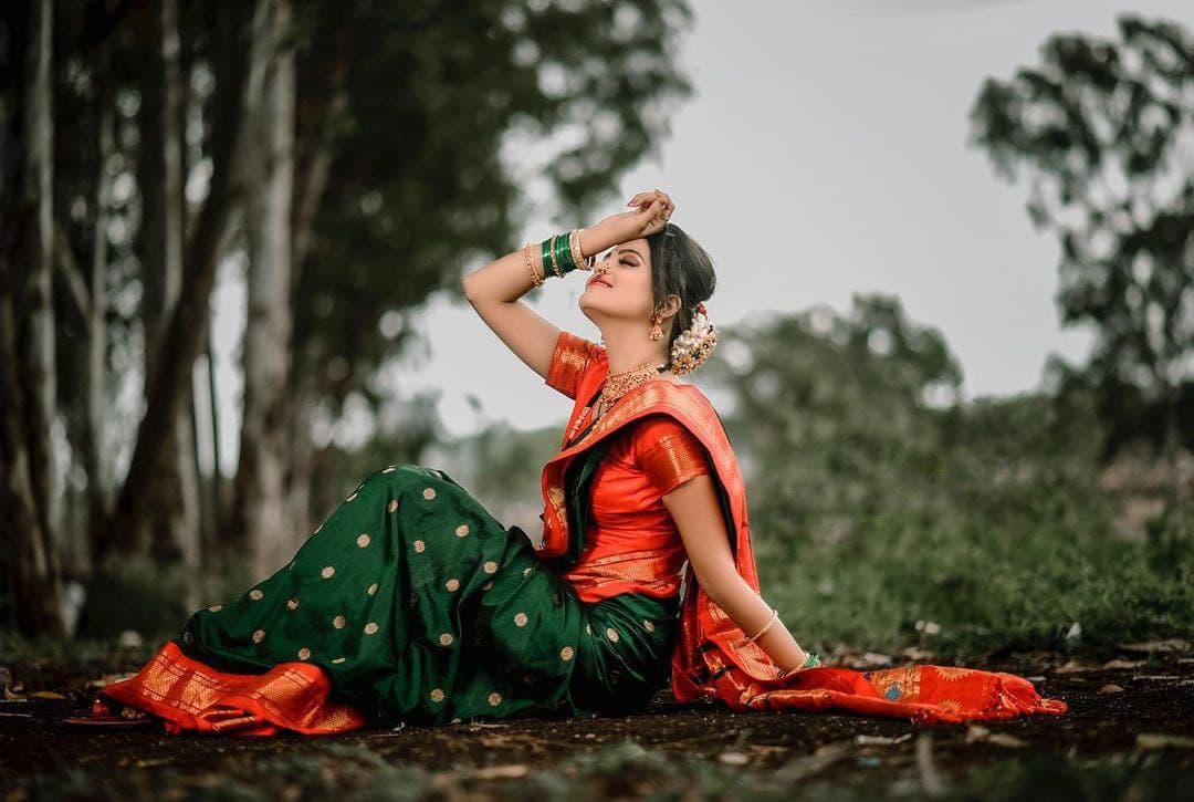 Green Paithani Silk Saree With Ethnic Blouse Piece