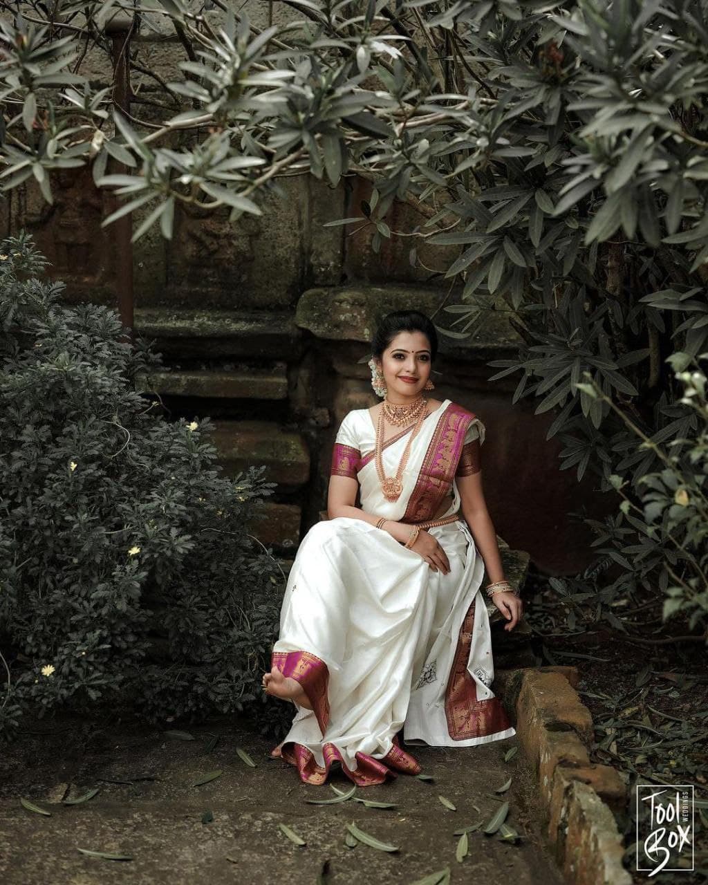 South Indian White Soft Silk Saree With Blouse