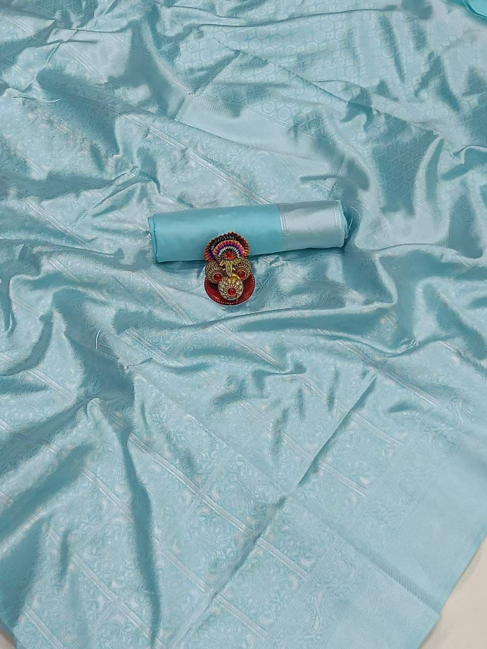 Women Traditional Sky Blue Pure Silk Saree