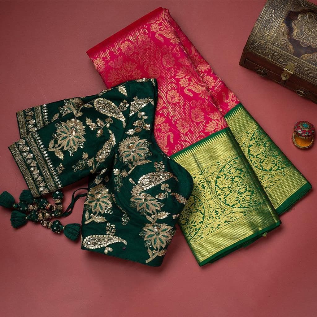 Wedding Dark Pink Pure Soft Banarasi Silk Saree With Blouse