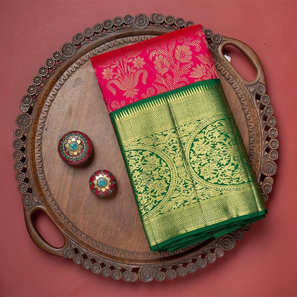 Wedding Dark Pink Pure Soft Banarasi Silk Saree With Blouse