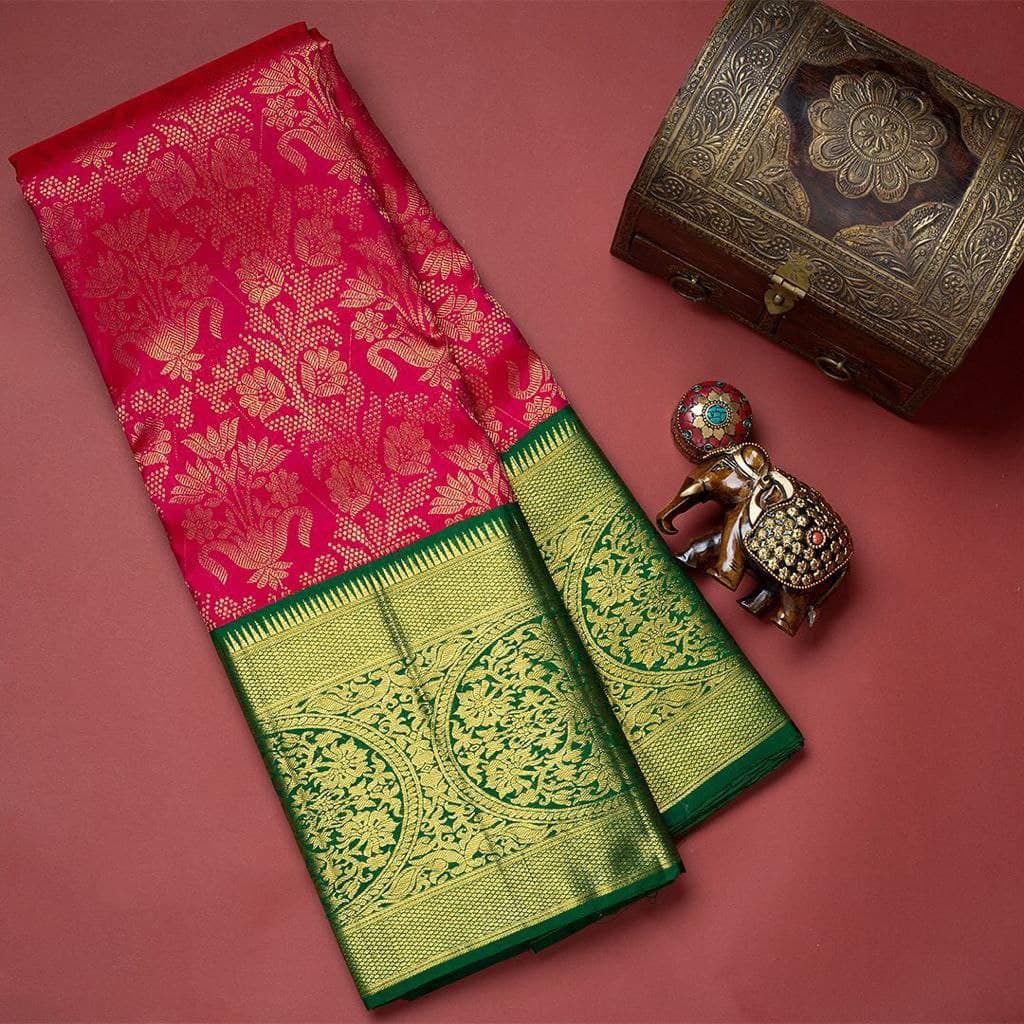 Wedding Dark Pink Pure Soft Banarasi Silk Saree With Blouse
