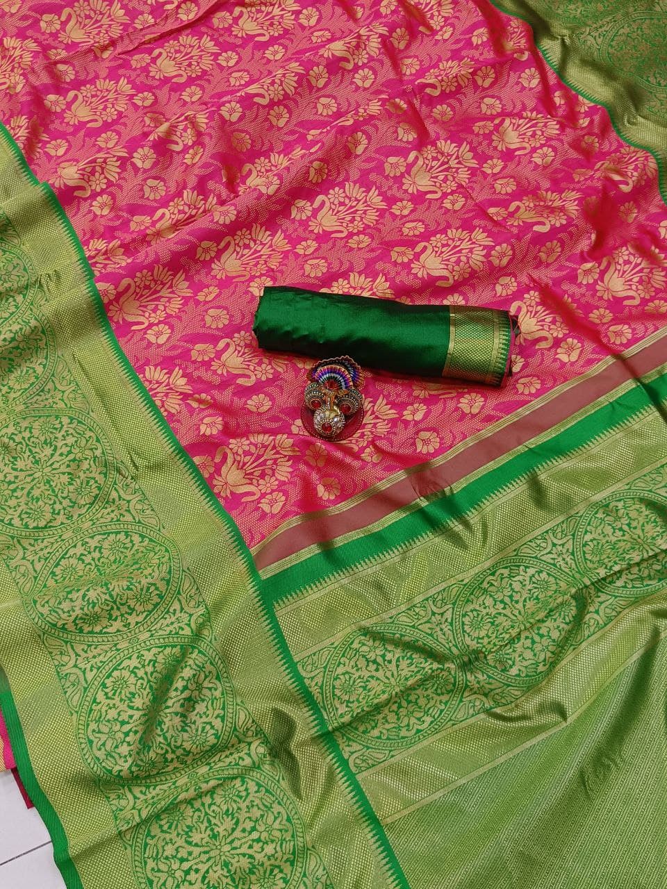 Wedding Dark Pink Pure Soft Banarasi Silk Saree With Blouse