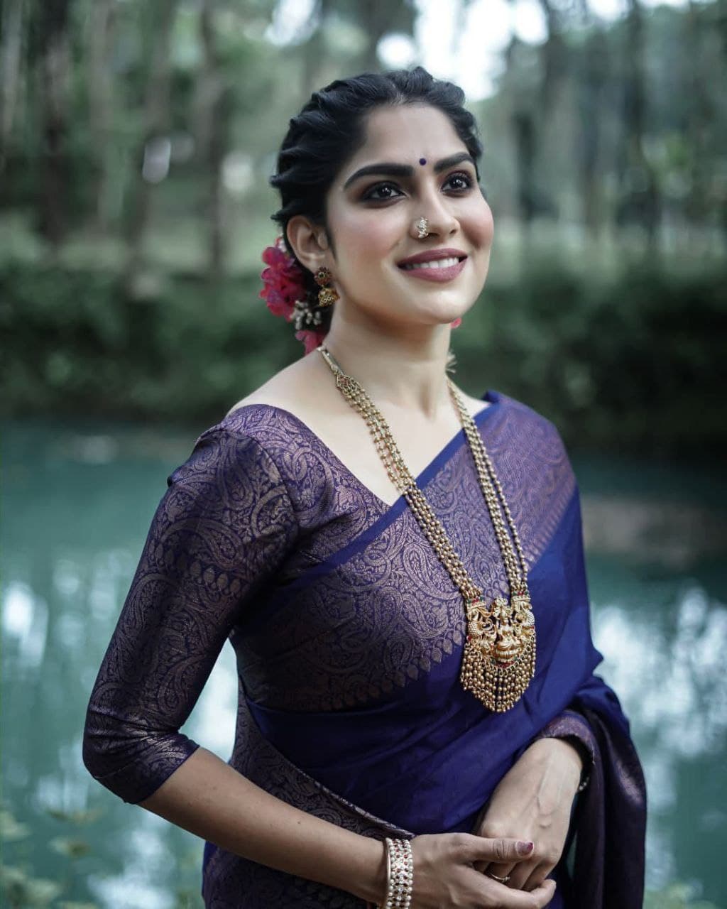 Luxurious Navy Blue Soft Silk Indian Saree