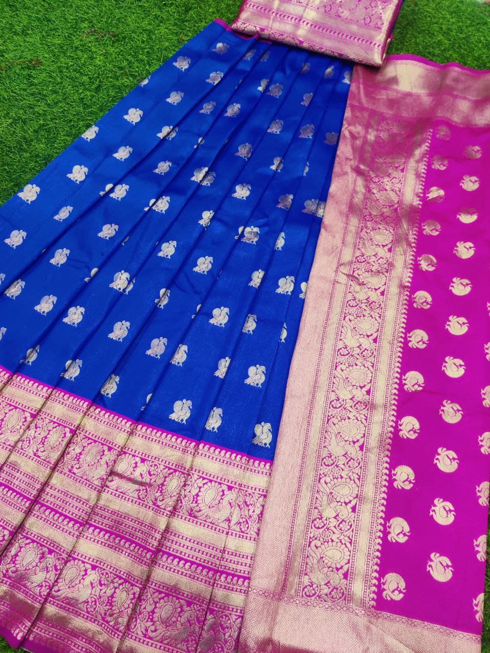 Royal Blue With Magenta Semi Stitch Lehenga Choli