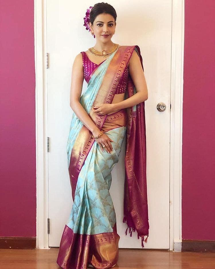 Blue Pure Silk Kanjeevaram Saree for Women