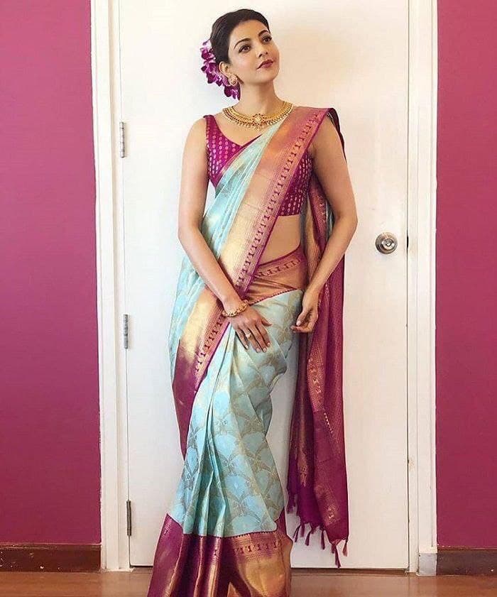 Blue Pure Silk Kanjeevaram Saree for Women