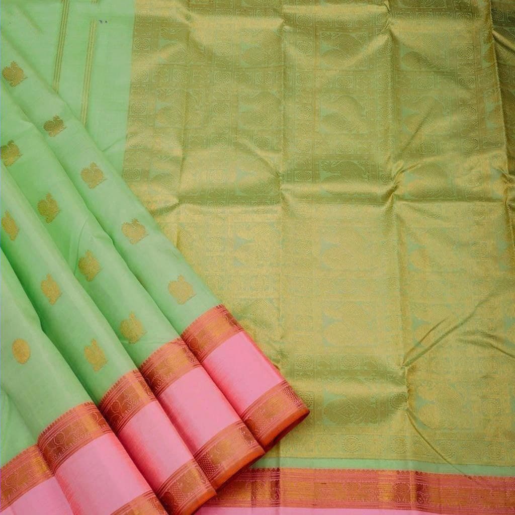Best Pista Soft Silk Saree With Matching Blouse