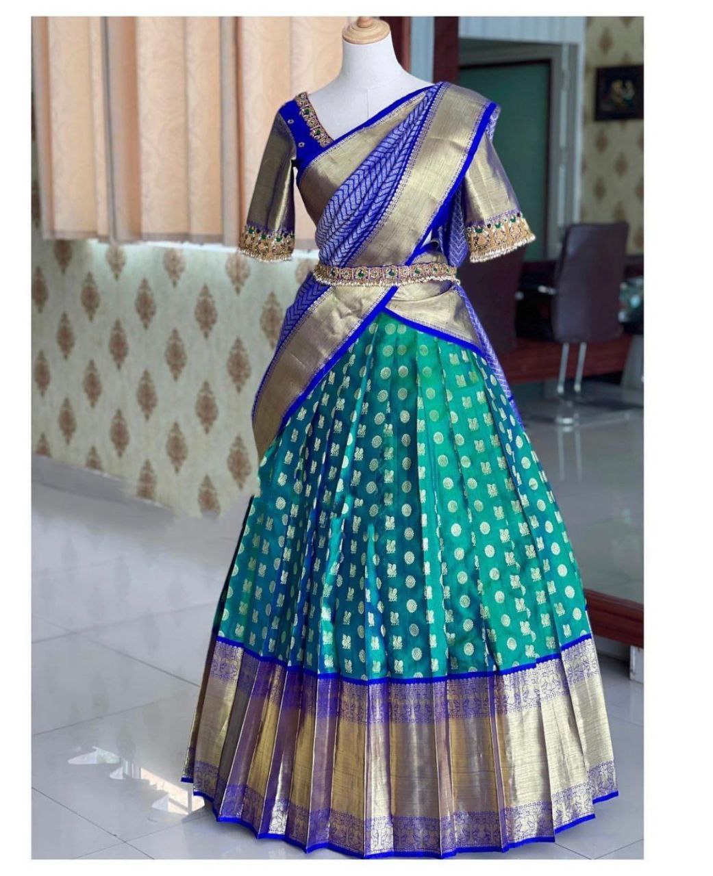 Blue Silk Zari Lehenga With Blouse And Silk Duppta