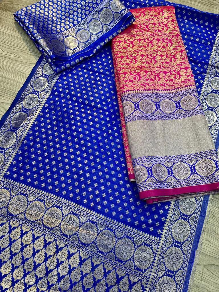 South Indian Pure Silk Royal Blue Lehenga Choli