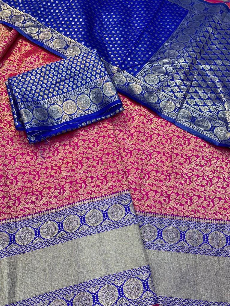 South Indian Pure Silk Royal Blue Lehenga Choli