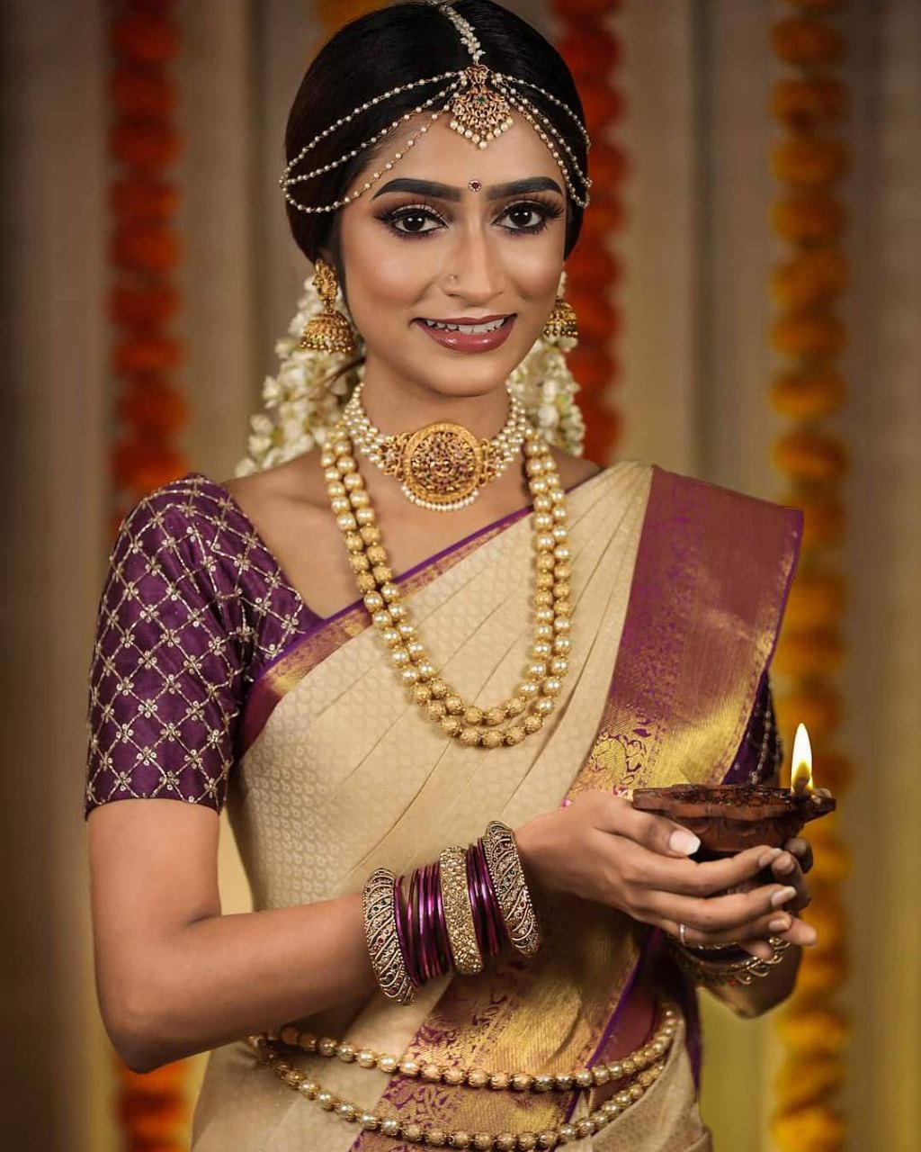 White And Purple Colour Festiv Saree For Women