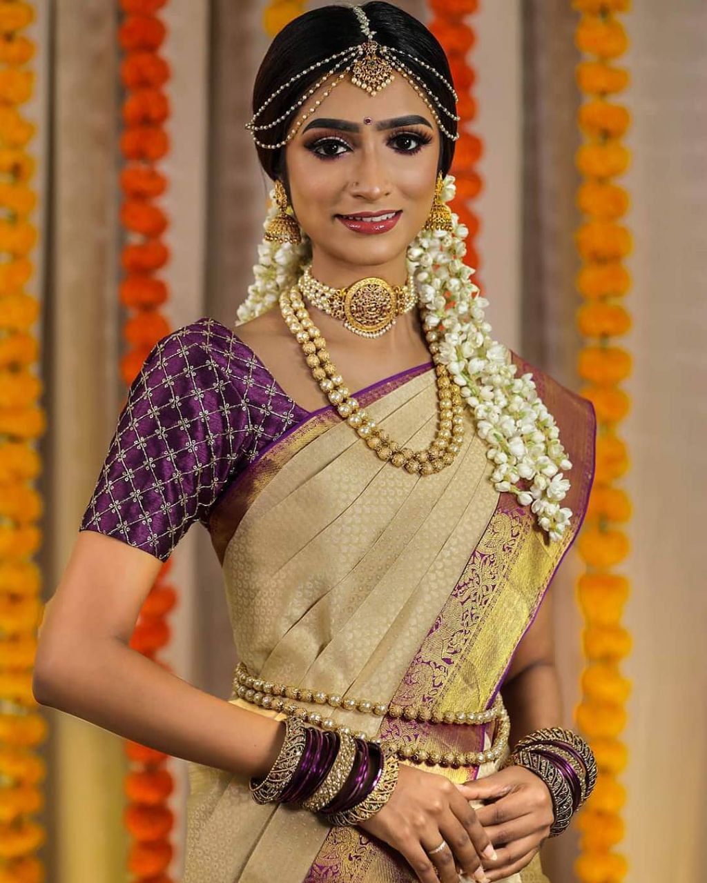 White And Purple Colour Festiv Saree For Women