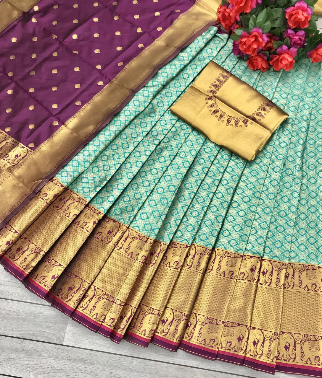 South Indian Treditional Pure Silk Lehenga Choli